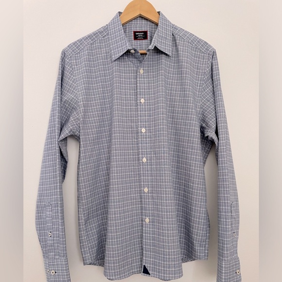 UNTUCKit Shirt Men Medium Erryk-WF Blue, light blue, gray plaid button down - Picture 4 of 8